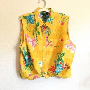 Vintage LAUREN Ralph Lauren Tie Front Aloha Tank